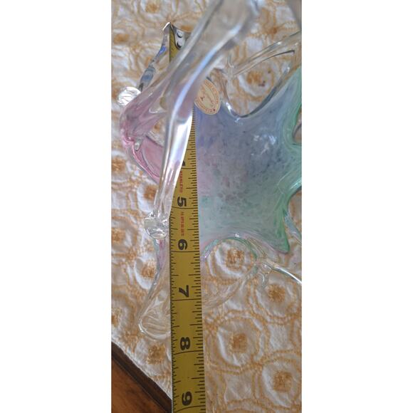 Murano Art Glassware Basket Collectible Italian Venetian 7.25"t x 8"w x 5"d - Picture 7 of 12